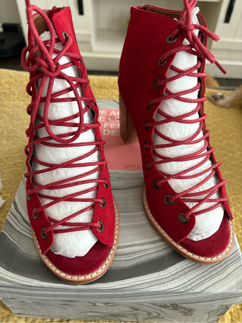Jeffrey Campbell Lace-Up Peep-Toe Booties